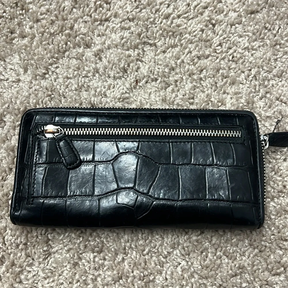 Brighton, black mock croc, leather wallet